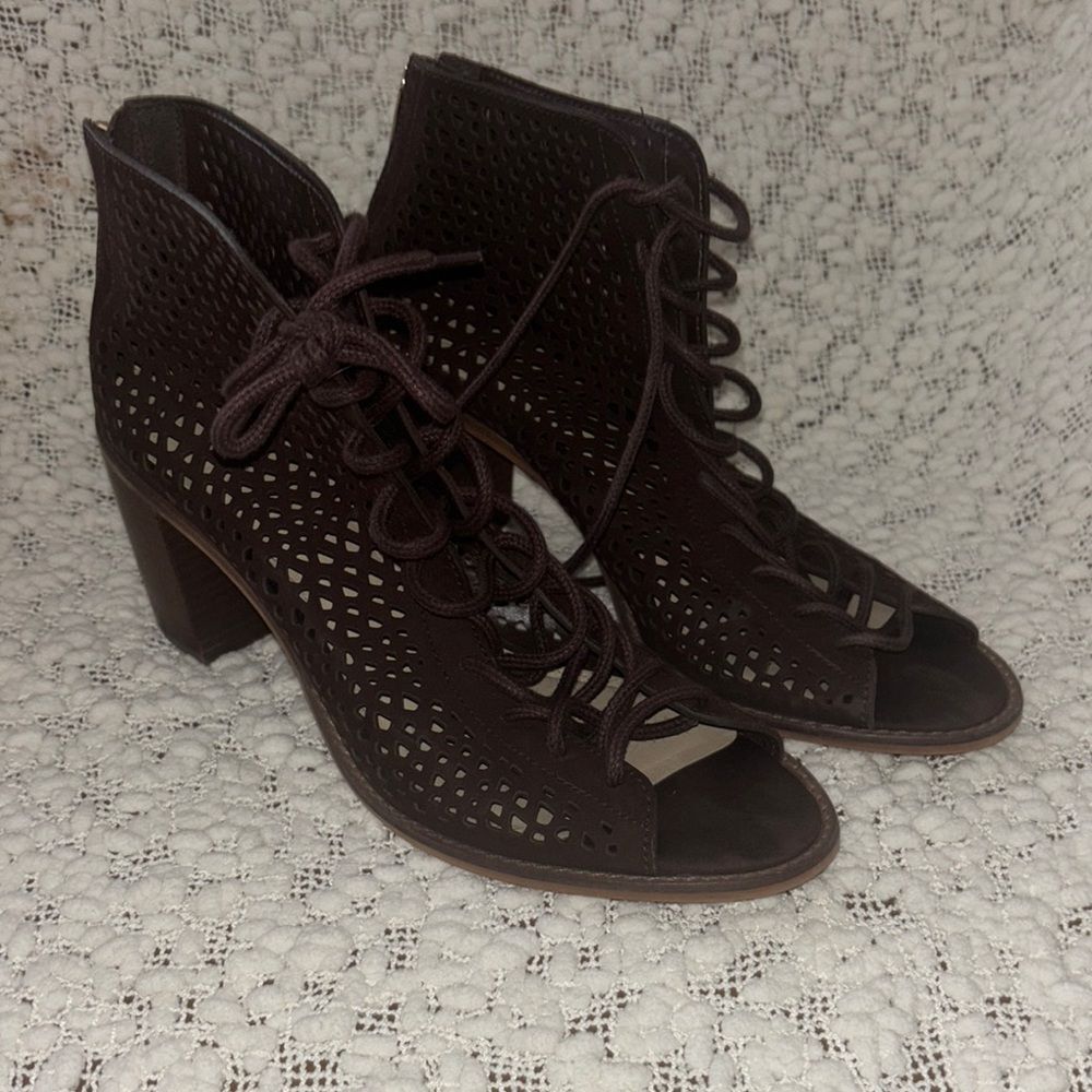 Vince Camuto Brown‎ Heeled Perforated Booties